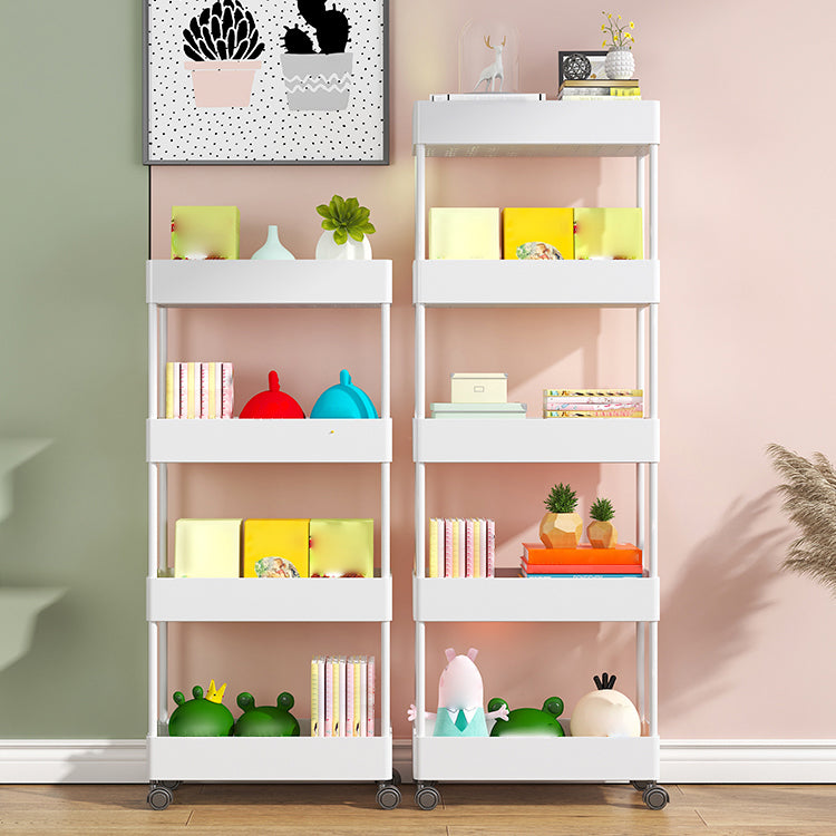 Modern Style Bookshelf Open Back Vertical Bookcase with Caster Wheels Clearhalo 'Bookcases' 'furn' 'furn_bookcases' 'Furniture' 'Office Furniture' 5164682