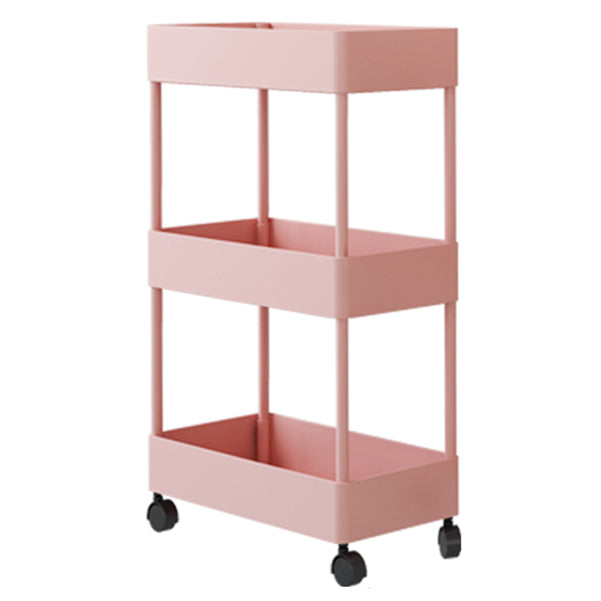 Modern Style Bookshelf Open Back Vertical Bookcase with Caster Wheels Pink Clearhalo 'Bookcases' 'furn' 'furn_bookcases' 'Furniture' 'Office Furniture' 5164683