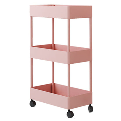 Modern Style Bookshelf Open Back Vertical Bookcase with Caster Wheels Pink Clearhalo 'Bookcases' 'furn' 'furn_bookcases' 'Furniture' 'Office Furniture' 5164683
