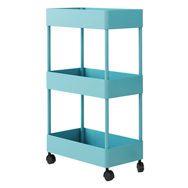 Modern Style Bookshelf Open Back Vertical Bookcase with Caster Wheels Blue Clearhalo 'Bookcases' 'furn' 'furn_bookcases' 'Furniture' 'Office Furniture' 5164684