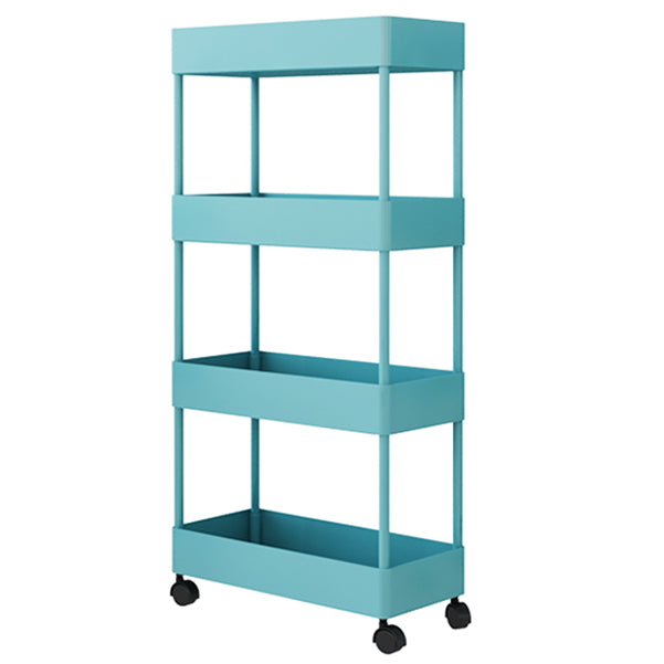 Modern Style Bookshelf Open Back Vertical Bookcase with Caster Wheels Blue Clearhalo 'Bookcases' 'furn' 'furn_bookcases' 'Furniture' 'Office Furniture' 5164690