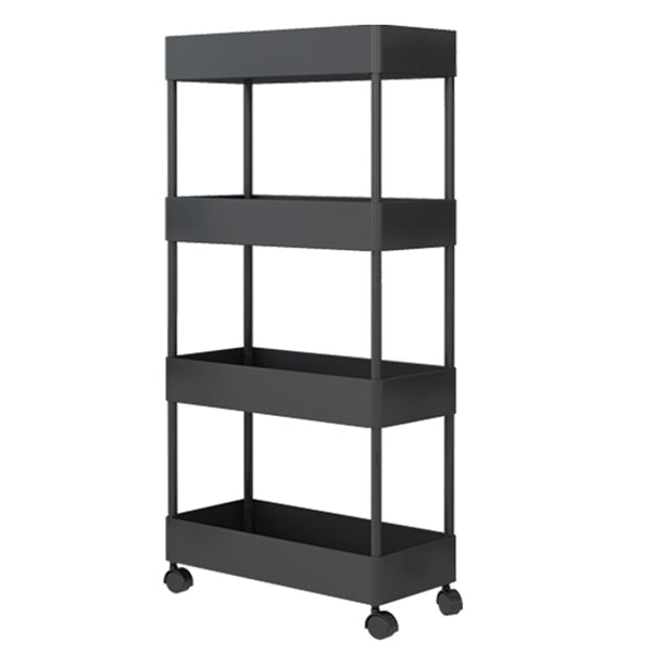 Modern Style Bookshelf Open Back Vertical Bookcase with Caster Wheels Black Clearhalo 'Bookcases' 'furn' 'furn_bookcases' 'Furniture' 'Office Furniture' 5164692