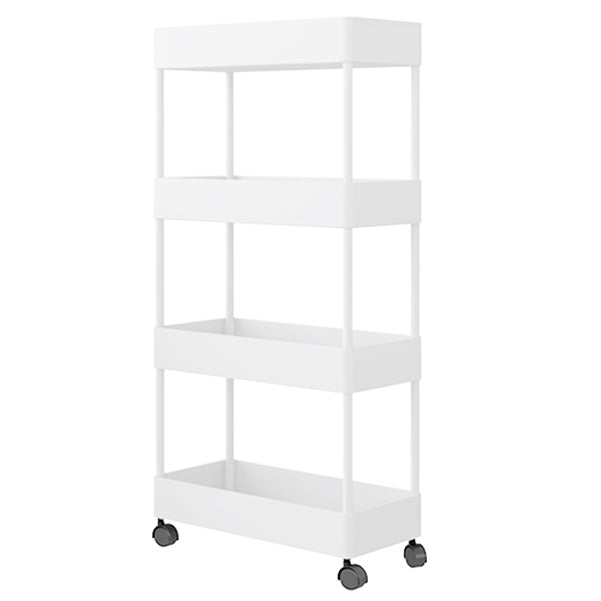 Modern Style Bookshelf Open Back Vertical Bookcase with Caster Wheels White Clearhalo 'Bookcases' 'furn' 'furn_bookcases' 'Furniture' 'Office Furniture' 5164696