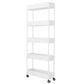 Modern Style Bookshelf Open Back Vertical Bookcase with Caster Wheels White Clearhalo 'Bookcases' 'furn' 'furn_bookcases' 'Furniture' 'Office Furniture' 5164698