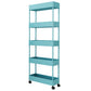 Modern Style Bookshelf Open Back Vertical Bookcase with Caster Wheels Blue Clearhalo 'Bookcases' 'furn' 'furn_bookcases' 'Furniture' 'Office Furniture' 5164702