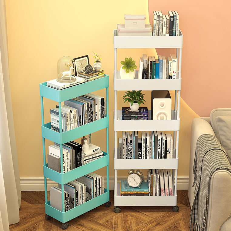 Modern Style Bookshelf Open Back Vertical Bookcase with Caster Wheels Clearhalo 'Bookcases' 'furn' 'furn_bookcases' 'Furniture' 'Office Furniture' 5164703