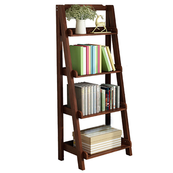 Modern Ladder Bookshelf Solid Wood Open Back Bookcase for Home