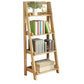Modern Ladder Bookshelf Solid Wood Open Back Bookcase for Home