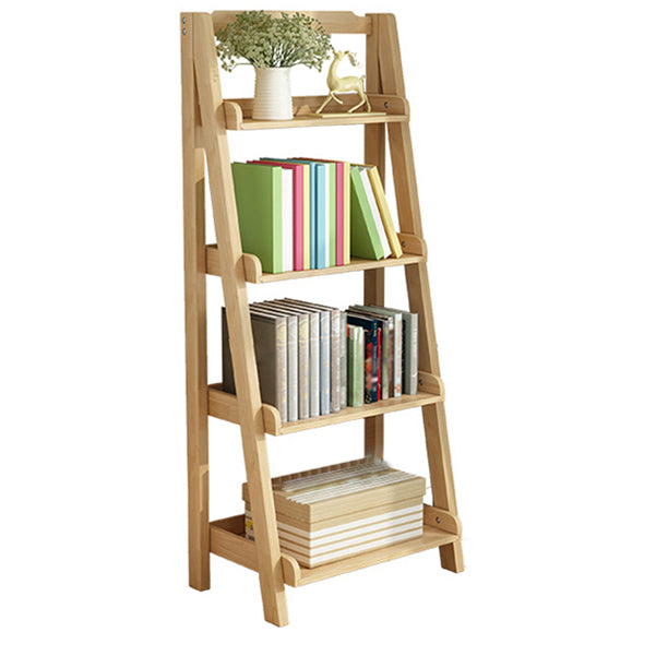 Modern Ladder Bookshelf Solid Wood Open Back Bookcase for Home