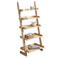 Modern Ladder Bookshelf Solid Wood Open Back Bookcase for Home