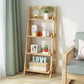 Modern Ladder Bookshelf Solid Wood Open Back Bookcase for Home