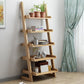Modern Ladder Bookshelf Solid Wood Open Back Bookcase for Home