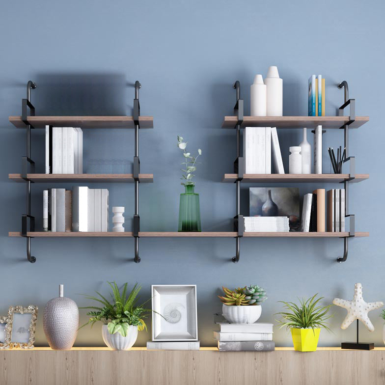 Contemporary Pine Solid Wood Bookcase Wall Mounted Metal Frame Closed Back Bookshelf Clearhalo 'Bookcases' 'furn' 'furn_bookcases' 'Furniture' 'Office Furniture' 5164764