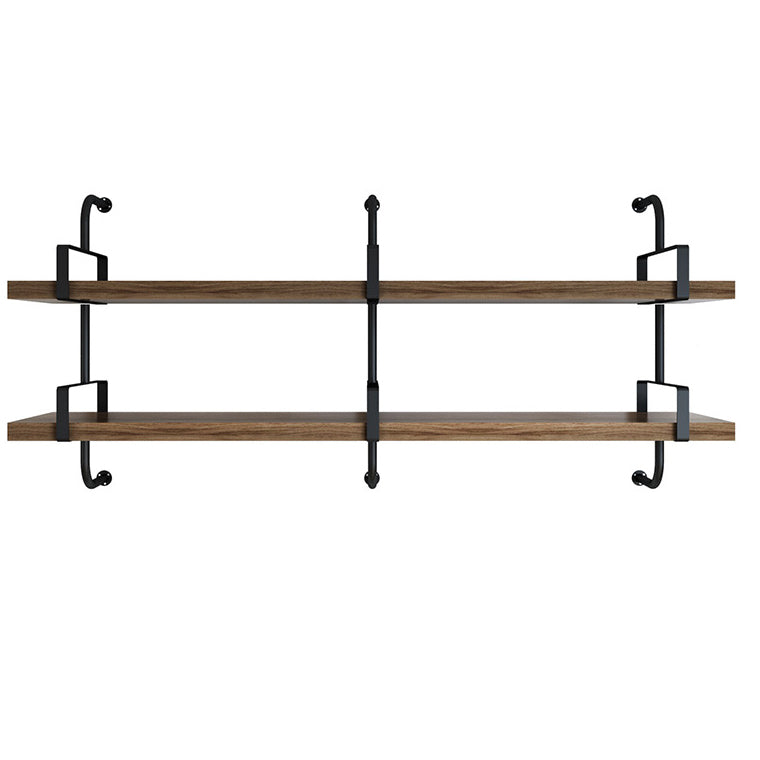 Contemporary Pine Solid Wood Bookcase Wall Mounted Metal Frame Closed Back Bookshelf 59.1"L x 7.9"W x 27.6"H Clearhalo 'Bookcases' 'furn' 'furn_bookcases' 'Furniture' 'Office Furniture' 5164770