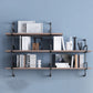 Contemporary Pine Solid Wood Bookcase Wall Mounted Metal Frame Closed Back Bookshelf Clearhalo 'Bookcases' 'furn' 'furn_bookcases' 'Furniture' 'Office Furniture' 5164774