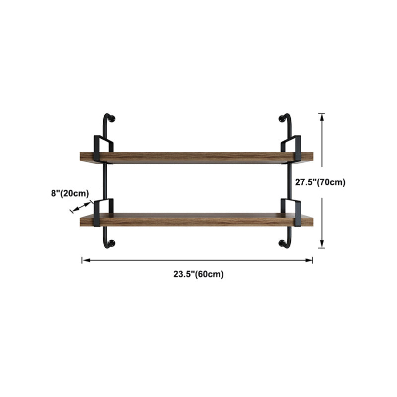 Contemporary Pine Solid Wood Bookcase Wall Mounted Metal Frame Closed Back Bookshelf Clearhalo 'Bookcases' 'furn' 'furn_bookcases' 'Furniture' 'Office Furniture' 5164781