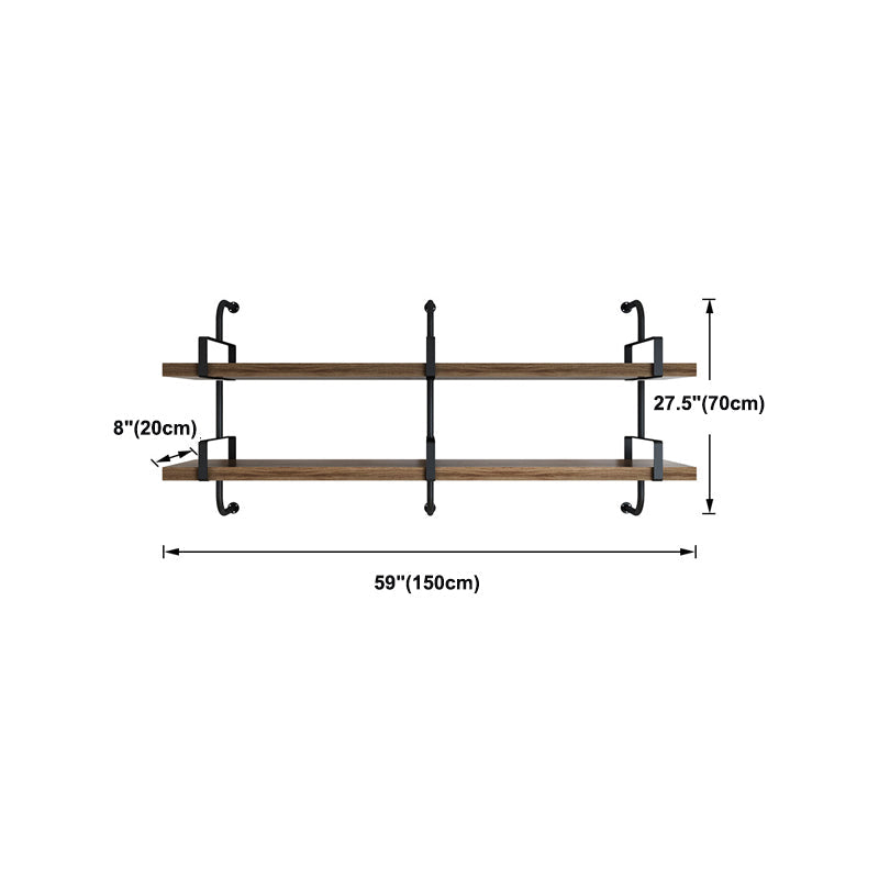 Contemporary Pine Solid Wood Bookcase Wall Mounted Metal Frame Closed Back Bookshelf Clearhalo 'Bookcases' 'furn' 'furn_bookcases' 'Furniture' 'Office Furniture' 5164785
