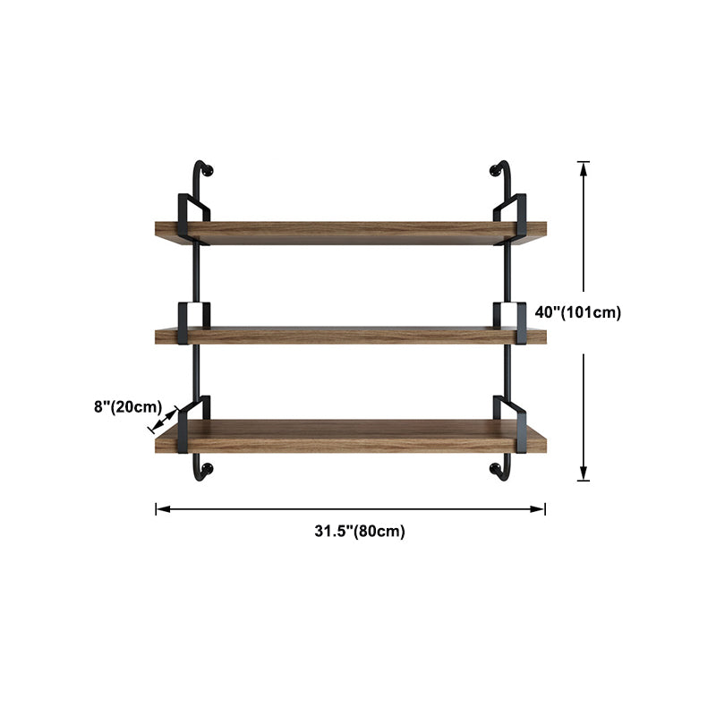 Contemporary Pine Solid Wood Bookcase Wall Mounted Metal Frame Closed Back Bookshelf Clearhalo 'Bookcases' 'furn' 'furn_bookcases' 'Furniture' 'Office Furniture' 5164787