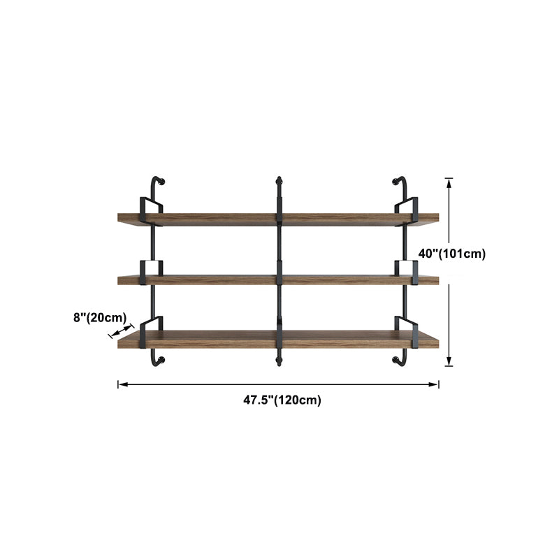 Contemporary Pine Solid Wood Bookcase Wall Mounted Metal Frame Closed Back Bookshelf Clearhalo 'Bookcases' 'furn' 'furn_bookcases' 'Furniture' 'Office Furniture' 5164789