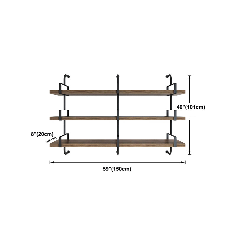 Contemporary Pine Solid Wood Bookcase Wall Mounted Metal Frame Closed Back Bookshelf Clearhalo 'Bookcases' 'furn' 'furn_bookcases' 'Furniture' 'Office Furniture' 5164790