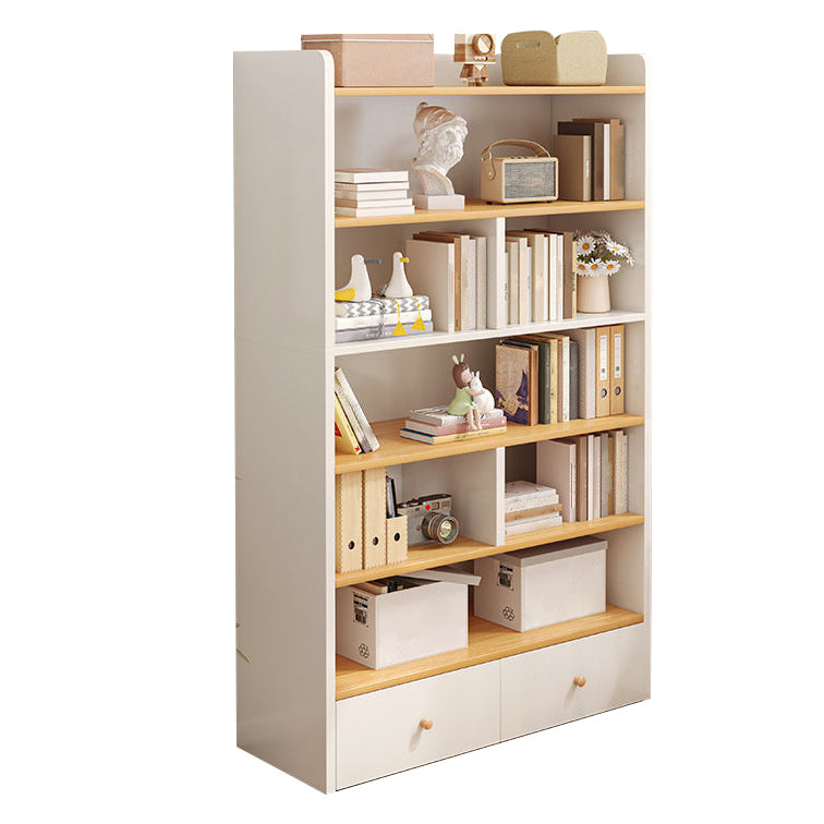 Wooden Closed Back Bookcase Modern Standard Bookshelf for Home 40.2"L x 9.4"W x 71.3"H White Clearhalo 'Bookcases' 'furn' 'furn_bookcases' 'Furniture' 'Office Furniture' 5164792