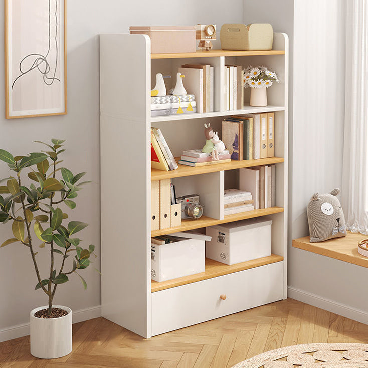 Wooden Closed Back Bookcase Modern Standard Bookshelf for Home 32.3"L x 9.4"W x 59.4"H White Clearhalo 'Bookcases' 'furn' 'furn_bookcases' 'Furniture' 'Office Furniture' 5164793