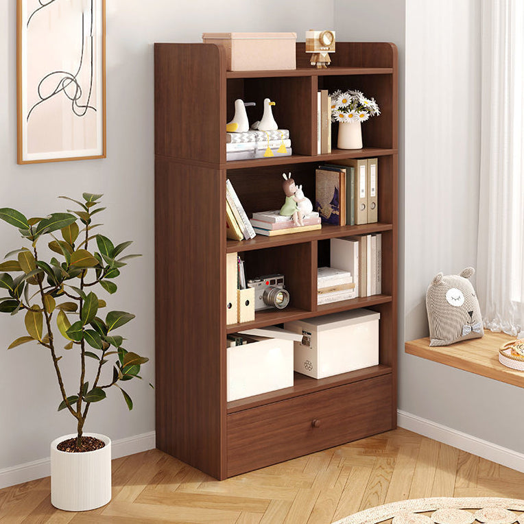 Wooden Closed Back Bookcase Modern Standard Bookshelf for Home 24.4"L x 9.4"W x 59.4"H Walnut Clearhalo 'Bookcases' 'furn' 'furn_bookcases' 'Furniture' 'Office Furniture' 5164807
