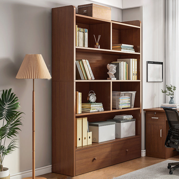 Wooden Closed Back Bookcase Modern Standard Bookshelf for Home 40.2"L x 9.4"W x 71.3"H Brown Clearhalo 'Bookcases' 'furn' 'furn_bookcases' 'Furniture' 'Office Furniture' 5164808