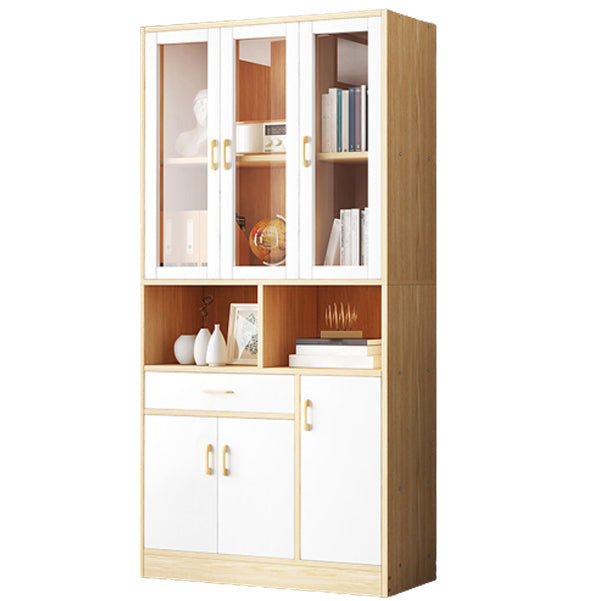 Contemporary Shelf Bookcase with Doors Vertical Bookshelf for Study Room