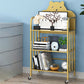 Modern Style Bookshelf Open Back Metal Bookcase with Caster Wheels