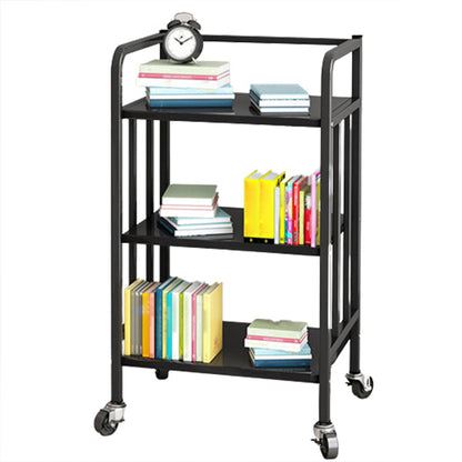 Modern Style Bookshelf Open Back Metal Bookcase with Caster Wheels