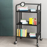 Modern Style Bookshelf Open Back Metal Bookcase with Caster Wheels