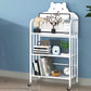 Modern Style Bookshelf Open Back Metal Bookcase with Caster Wheels