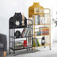 Modern Style Bookshelf Open Back Metal Bookcase with Caster Wheels