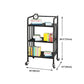 Modern Style Bookshelf Open Back Metal Bookcase with Caster Wheels