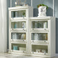 Urban Oak Wood Standard Bookcase White Vertical Bookshelf with Glass Doors