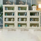Urban Oak Wood Standard Bookcase White Vertical Bookshelf with Glass Doors