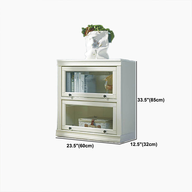 Urban Oak Wood Standard Bookcase White Vertical Bookshelf with Glass Doors