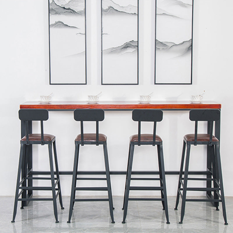 パインウッドバーダイニングテーブルダイニングルームキッチン用の工業用スタイルバーテーブル