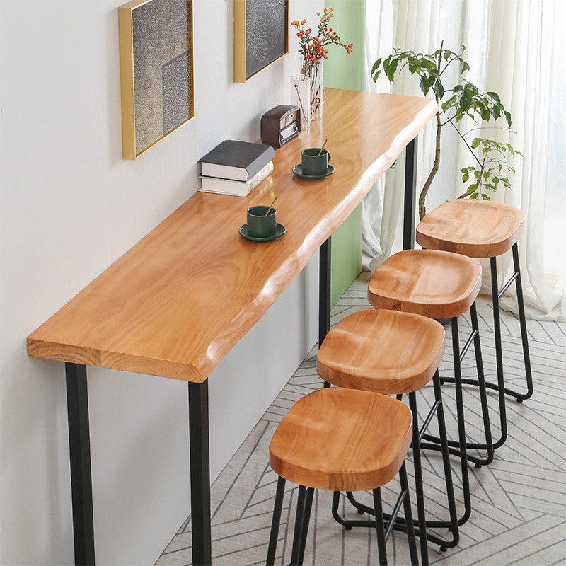 Pine Wood Bar Dining Table Modern Rectangle Bar Table for Dining Room Balcony 63"L x 17.7"W x 41.3"H Without Chairs Clearhalo 'Bar Furniture' 'Bar Tables' 'bar_tables' 'furn' 'furn_bar_tables' 'Furniture' 'Kitchen & Dining Furniture' 5165227