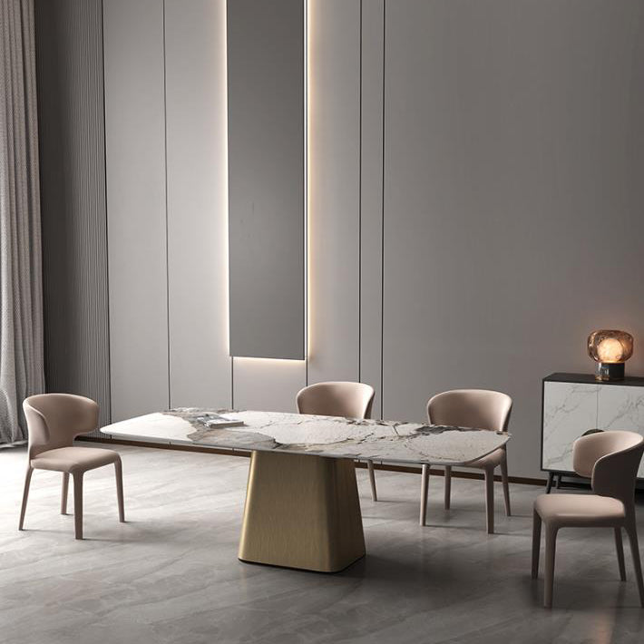 Modern Style Sintered Stone Dining Set Rectangle 1/2/4/7 Pieces Dining Set Clearhalo 'Dining Room Sets' 'Dining Tables & Seating' 'dining_room_set' 'furn' 'furn_dining_room_set' 'Furniture' 'Kitchen & Dining Furniture' 5165812