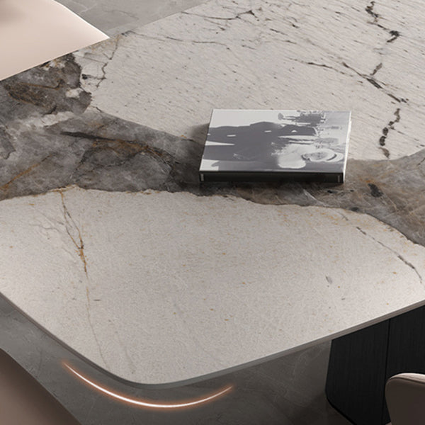 Modern Style Sintered Stone Dining Set Rectangle 1/2/4/7 Pieces Dining Set Clearhalo 'Dining Room Sets' 'Dining Tables & Seating' 'dining_room_set' 'furn' 'furn_dining_room_set' 'Furniture' 'Kitchen & Dining Furniture' 5165814