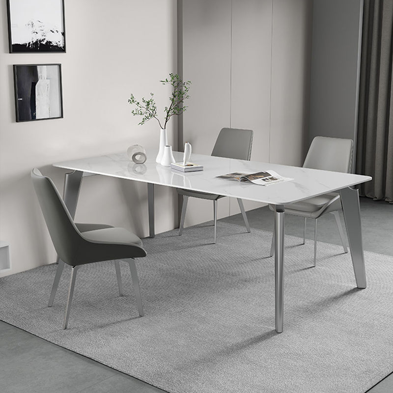 レストラン用の焼結された石トップホワイトテーブル4本の足のあるモダンなキッチンテーブル