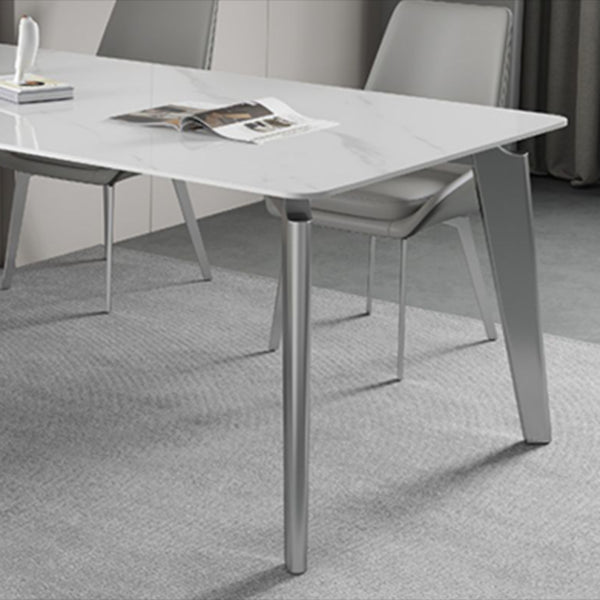 レストラン用の焼結された石トップホワイトテーブル4本の足のあるモダンなキッチンテーブル