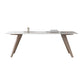 Modern Sintered Stone White Table Dining Table with Wooden Base and 4 Legs