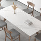 Modern Sintered Stone White Table Dining Table with Wooden Base and 4 Legs