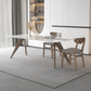 Modern Sintered Stone White Table Dining Table with Wooden Base and 4 Legs