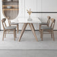 Modern Sintered Stone White Table Dining Table with Wooden Base and 4 Legs