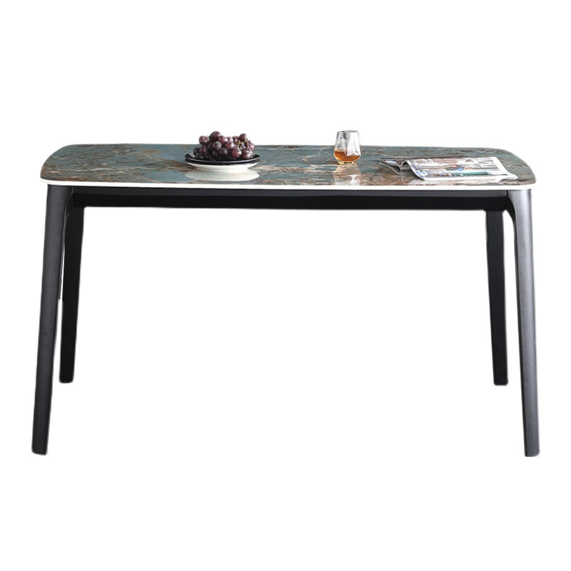 Sintered Stone Top Blue Table Modern Dining Table with Wooden Base and 4 Legs Clearhalo 'Dining Tables & Seating' 'Dining Tables' 'dining_table' 'furn' 'furn_dining_table' 'Furniture' 'Kitchen & Dining Furniture' 5165941