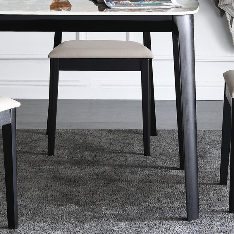 Sintered Stone Top Blue Table Modern Dining Table with Wooden Base and 4 Legs Clearhalo 'Dining Tables & Seating' 'Dining Tables' 'dining_table' 'furn' 'furn_dining_table' 'Furniture' 'Kitchen & Dining Furniture' 5165945